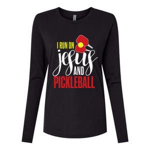 i run on jesus and pickleball Christian Pickleballer Womens Cotton Relaxed Long Sleeve T-Shirt