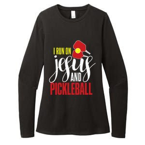 i run on jesus and pickleball Christian Pickleballer Womens CVC Long Sleeve Shirt