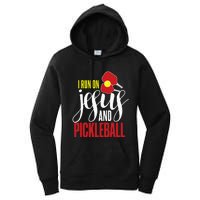 i run on jesus and pickleball Christian Pickleballer Women's Pullover Hoodie