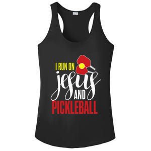 i run on jesus and pickleball Christian Pickleballer Ladies PosiCharge Competitor Racerback Tank