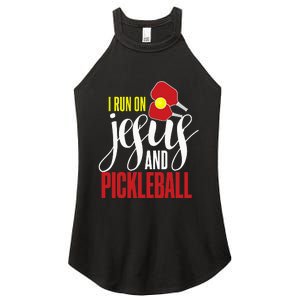 i run on jesus and pickleball Christian Pickleballer Women's Perfect Tri Rocker Tank