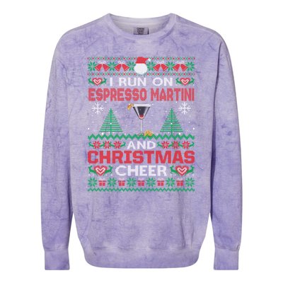 I Run On Espresso Martini And Christmas Cheer Ugly Sweater Gift Colorblast Crewneck Sweatshirt