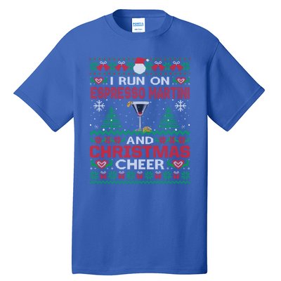 I Run On Espresso Martini And Christmas Cheer Ugly Sweater Gift Tall T-Shirt