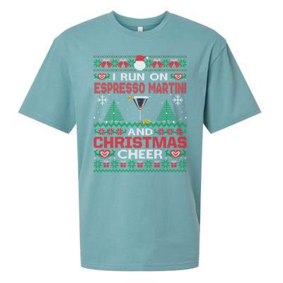 I Run On Espresso Martini And Christmas Cheer Ugly Sweater Gift Sueded Cloud Jersey T-Shirt