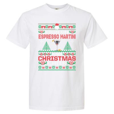 I Run On Espresso Martini And Christmas Cheer Ugly Sweater Gift Garment-Dyed Heavyweight T-Shirt