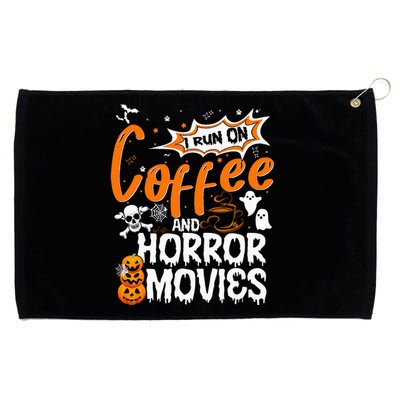 I Run on Coffee And Horror Movies ghost Pumpkins Halloween Grommeted Golf Towel