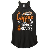 I Run on Coffee And Horror Movies ghost Pumpkins Halloween Women’s Perfect Tri Rocker Tank