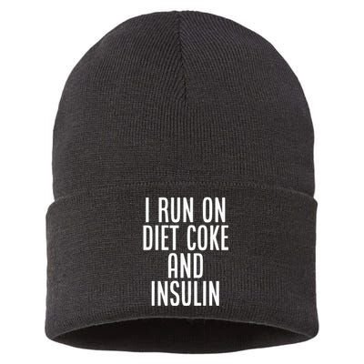 I Run On Diet Coke And Insulin Diabetes Awareness Sustainable Knit Beanie