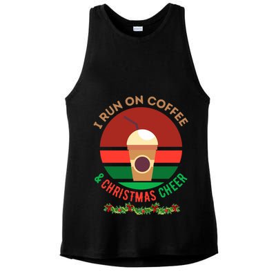 I Run On Coffee And Christmas Cheer Ladies PosiCharge Tri-Blend Wicking Tank