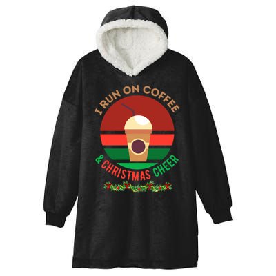 I Run On Coffee And Christmas Cheer Hooded Wearable Blanket