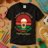 I Run On Coffee And Christmas Cheer Kids T-Shirt