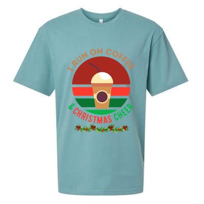 I Run On Coffee And Christmas Cheer Sueded Cloud Jersey T-Shirt