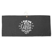 I Run On Coffee And Sarcasm Large Microfiber Waffle Golf Towel
