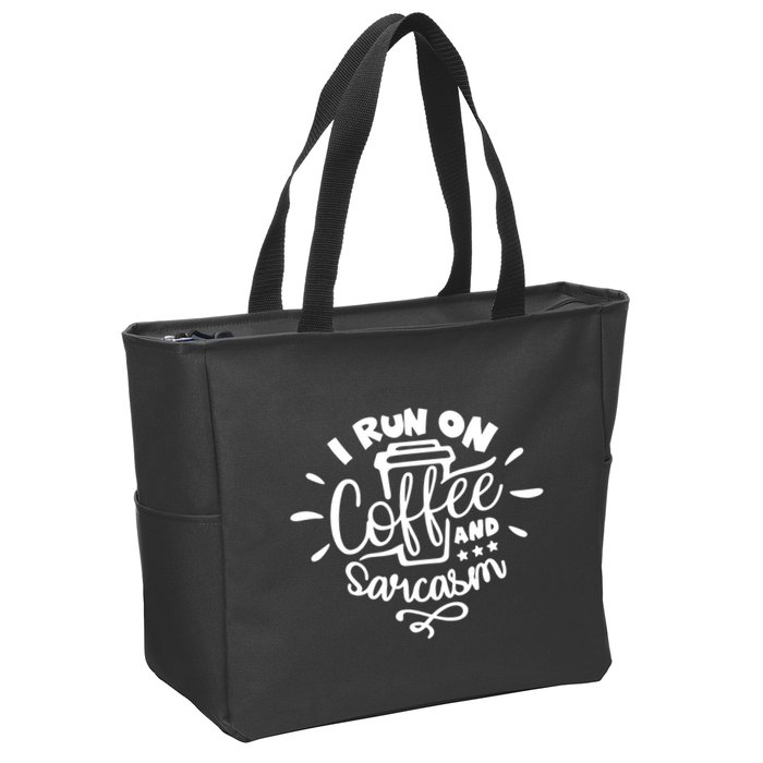 I Run On Coffee And Sarcasm Zip Tote Bag