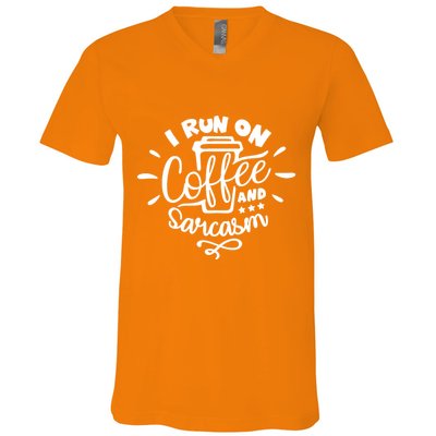I Run On Coffee And Sarcasm V-Neck T-Shirt