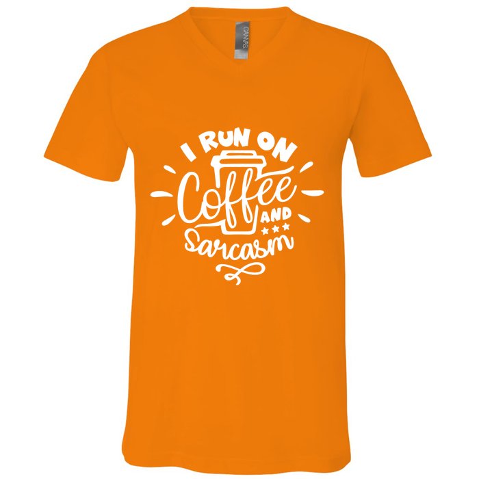I Run On Coffee And Sarcasm V-Neck T-Shirt