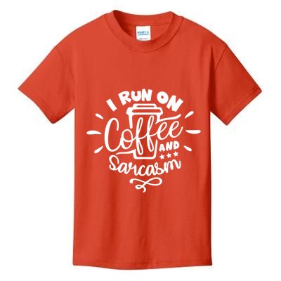 I Run On Coffee And Sarcasm Kids T-Shirt
