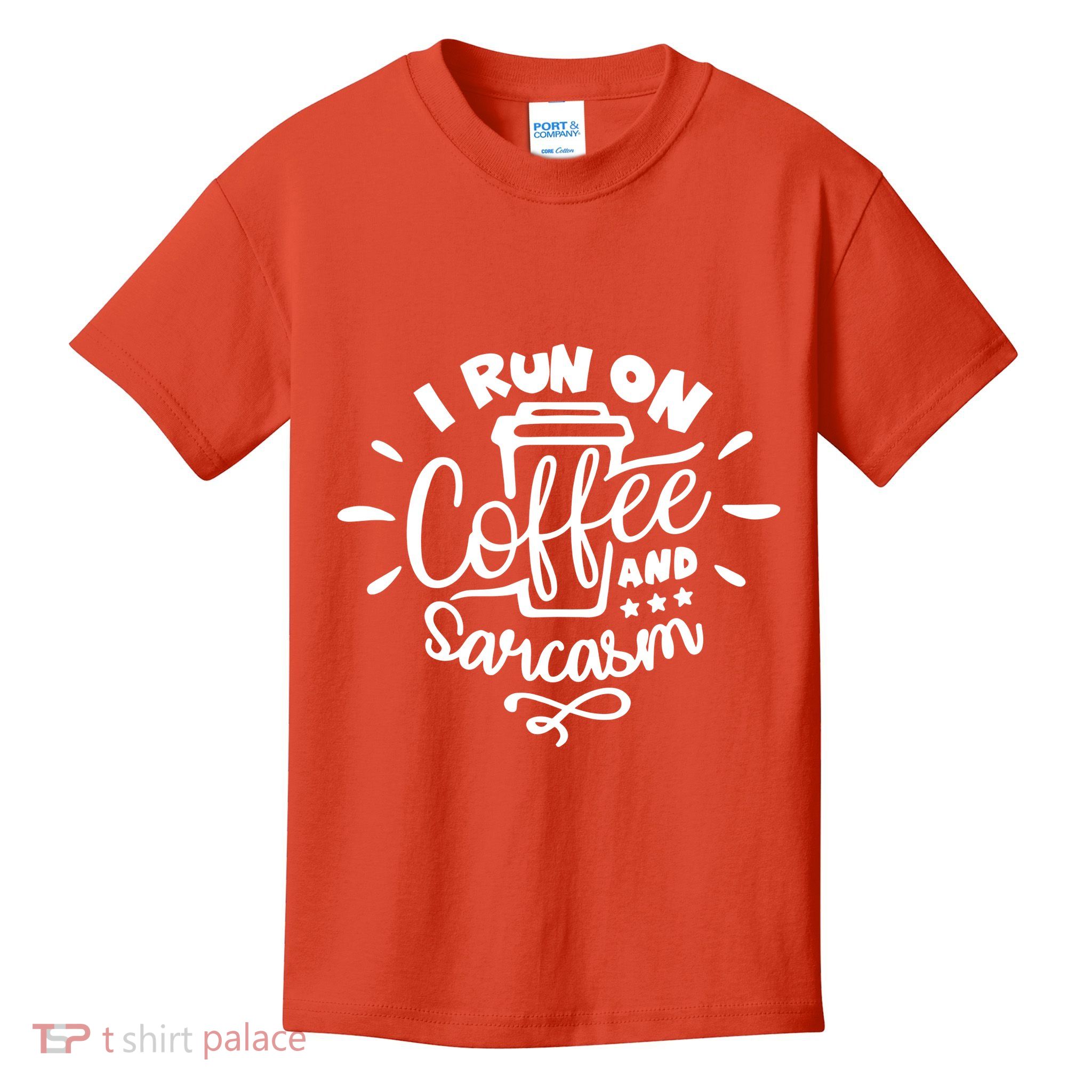 I Run On Coffee And Sarcasm Kids T-Shirt