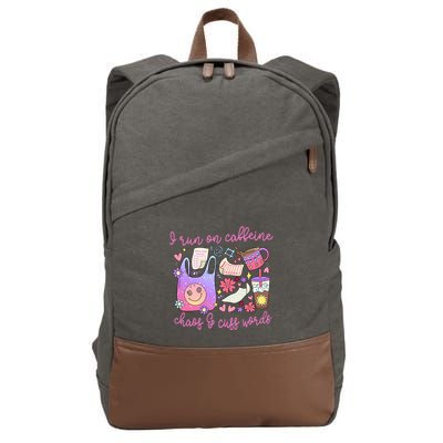 I Run On Caffeine Chaos And Cuss Words Cotton Canvas Backpack