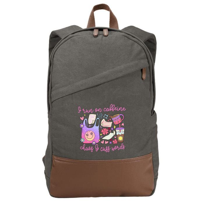 I Run On Caffeine Chaos And Cuss Words Cotton Canvas Backpack