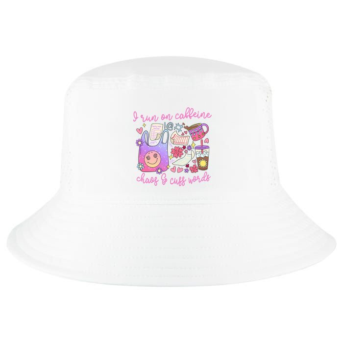 I Run On Caffeine Chaos And Cuss Words Cool Comfort Performance Bucket Hat