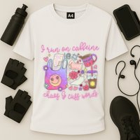 I Run On Caffeine Chaos And Cuss Words Performance Shirt