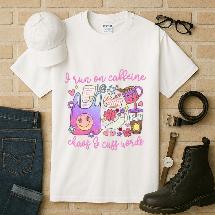 I Run On Caffeine Chaos And Cuss Words Tall T-Shirt