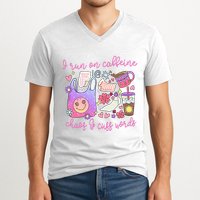 I Run On Caffeine Chaos And Cuss Words V-Neck T-Shirt