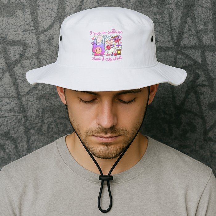 I Run On Caffeine Chaos And Cuss Words Bucket Hat