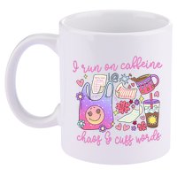 I Run On Caffeine Chaos And Cuss Words 11oz C Handle Ceramic Mug