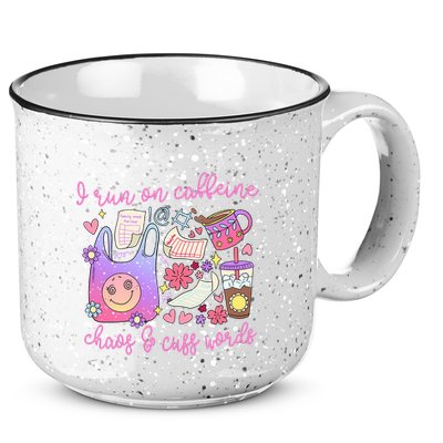 I Run On Caffeine Chaos And Cuss Words 15oz Campfire Ceramic Mug