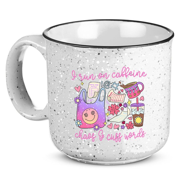 I Run On Caffeine Chaos And Cuss Words 15oz Campfire Ceramic Mug