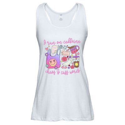 I Run On Caffeine Chaos And Cuss Words Ladies Essential Flowy Tank