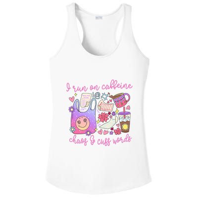 I Run On Caffeine Chaos And Cuss Words Ladies PosiCharge Competitor Racerback Tank