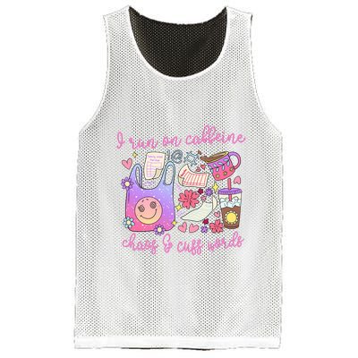 I Run On Caffeine Chaos And Cuss Words Mesh Reversible Basketball Jersey Tank