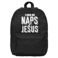 I Run On Naps And Jesus Religion God Church Funny Christian 16 in Basic Backpack