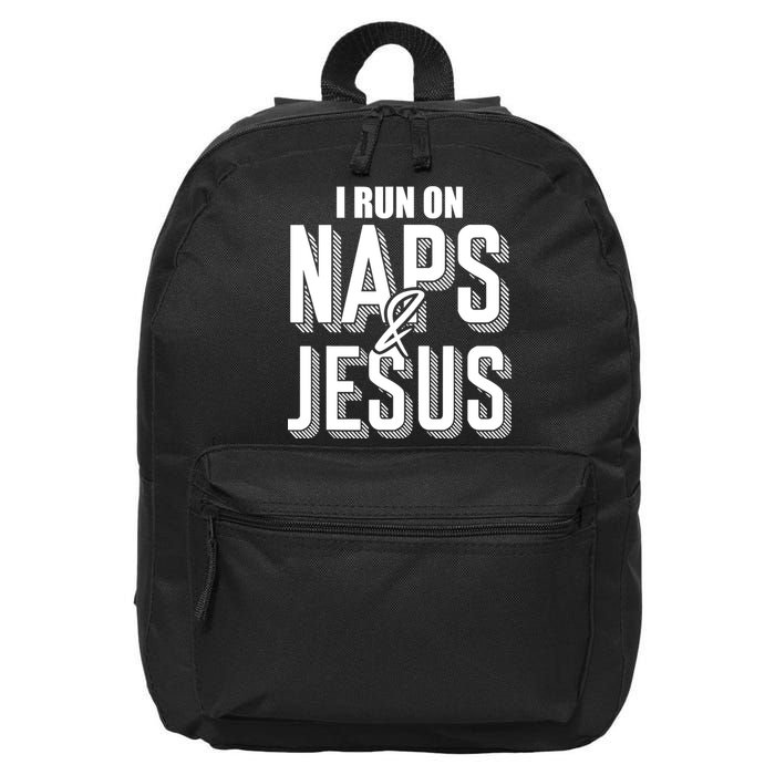 I Run On Naps And Jesus Religion God Church Funny Christian 16 in Basic Backpack