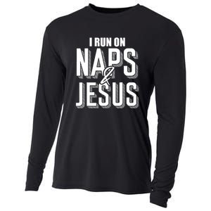 I Run On Naps And Jesus Religion God Church Funny Christian Cooling Performance Long Sleeve Crew