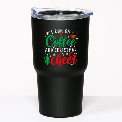 I Run On Coffee And Christmas Cheer Funny Coffee Lover Xmas Tumbler