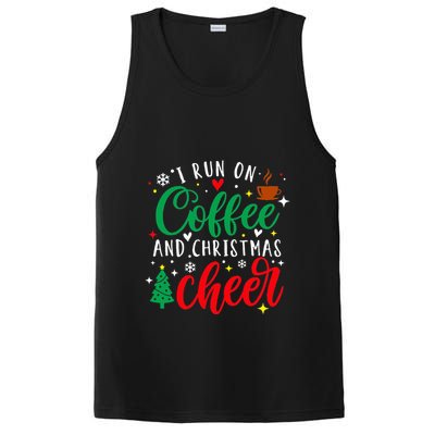 I Run On Coffee And Christmas Cheer Funny Coffee Lover Xmas PosiCharge Competitor Tank