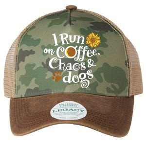 I Run On Coffee Chaos And Dogs Legacy Tie Dye Trucker Hat