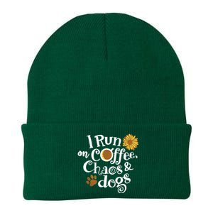 I Run On Coffee Chaos And Dogs Knit Cap Winter Beanie