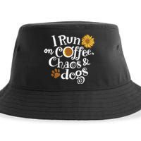 I Run On Coffee Chaos And Dogs Sustainable Bucket Hat