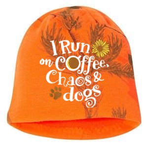 I Run On Coffee Chaos And Dogs Kati - Camo Knit Beanie