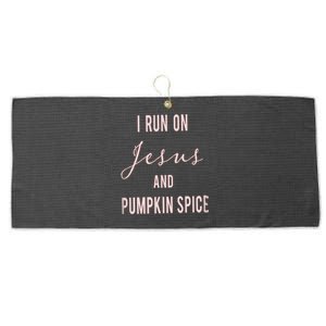 I Run On Jesus And Pumpkin Spice Halloween Fall Gift Cute Gift Large Microfiber Waffle Golf Towel