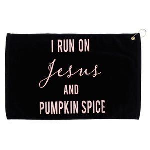 I Run On Jesus And Pumpkin Spice Halloween Fall Gift Cute Gift Grommeted Golf Towel