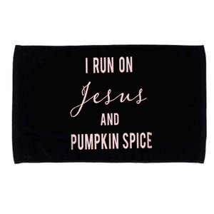 I Run On Jesus And Pumpkin Spice Halloween Fall Gift Cute Gift Microfiber Hand Towel