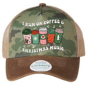 I Run On Coffee And Christmas Music Eggnog Latte Hot Cocoa Gift Legacy Tie Dye Trucker Hat