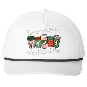 I Run On Coffee And Christmas Music Eggnog Latte Hot Cocoa Gift Snapback Five-Panel Rope Hat