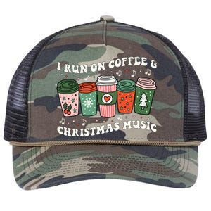 I Run On Coffee And Christmas Music Eggnog Latte Hot Cocoa Gift Retro Rope Trucker Hat Cap